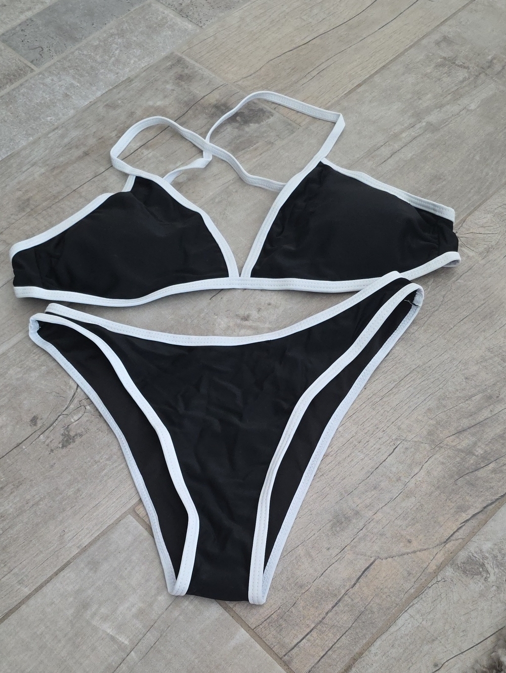 NWOT Black Bikini with White Trim Two-Piece Swim Set